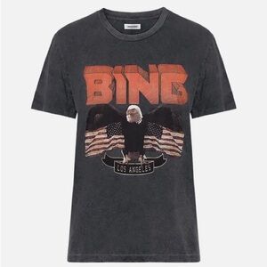 Anine Bing Tees | Eagle Washed Black Graphic T-Shirt Oversized Fit Vintage Style